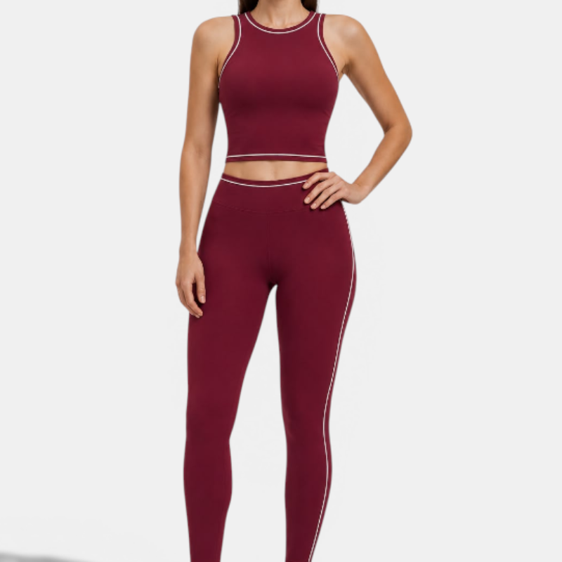 Contrast Trim Sports Bra & Leggings Set